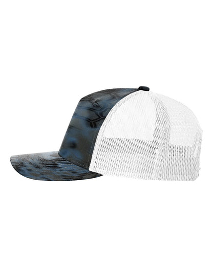 Richardson Five-Panel Printed Trucker Cap 112PFP #color_Kryptek Neptune/ White