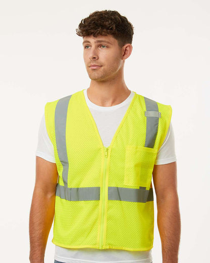 Kishigo Unisex Single Pocket Zipper Mesh Vest 1089-1090 #colormdl_Lime