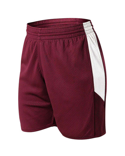 Alleson Athletic Women's Single Ply Reversible Shorts 589PSPW #color_Maroon/ White