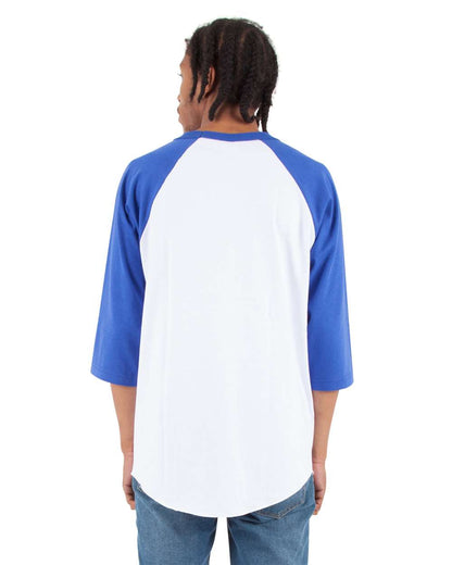 Shaka Wear Unisex Three-Quarter Sleeve Raglan T-Shirt SHRAG #colormdl_White/ Royal