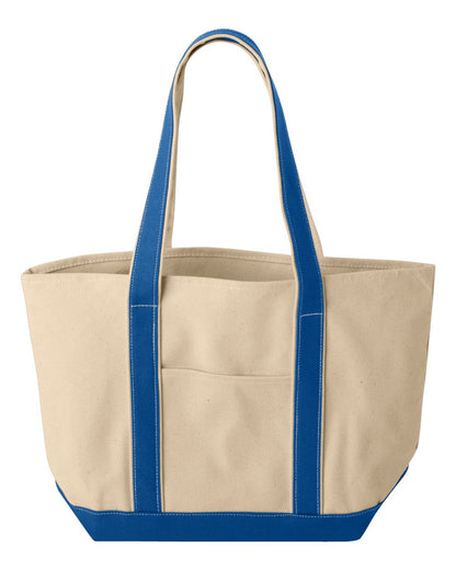 Liberty Bags Windward Large Cotton Canvas Classic Resort Tote 8871 #color_Natural/ Royal