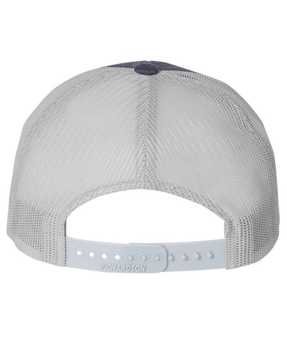 Richardson Low Pro Trucker Cap 115 #color_Heather Navy/ Light Grey