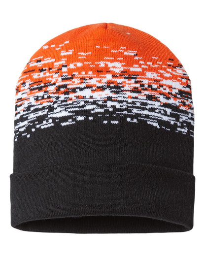 CAP AMERICA USA-Made Static Cuffed Beanie RKS12 #color_Black/ White/ Deep Orange