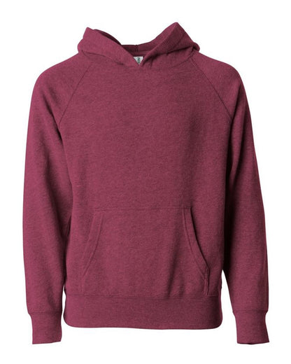 Independent Trading Co. Youth Lightweight Special Blend Raglan Hooded Sweatshirt PRM15YSB #color_Crimson