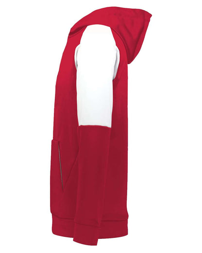 Holloway Youth Blue Chip Hooded Sweatshirt 222640 #color_Scarlet/ White