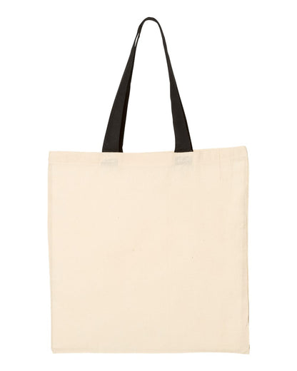 Q-Tees Economical Tote with Contrast-Color Handles QTB6000 #color_Natural/ Black