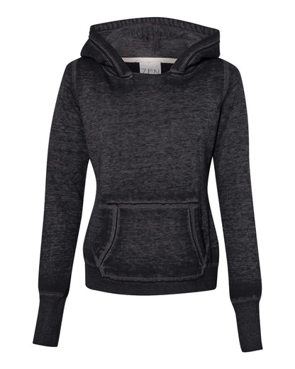 J. America Women's Zen Fleece Hooded Sweatshirt 8912 #color_Twisted Black