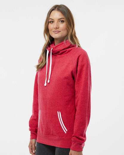 J. America Women’s Relay Cowl Neck Sweatshirt 8653 #colormdl_Red