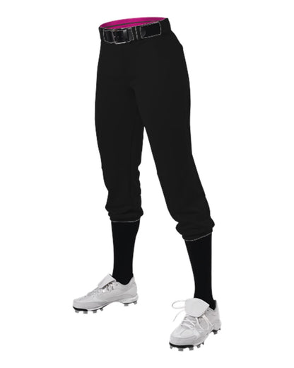 Alleson Athletic Girls' Belted Speed Premium Fastpitch Pants 615PSG #color_Black