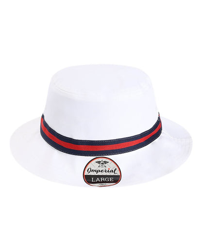 Imperial The Oxford Performance Bucket Hat 1371P #color_White/ Navy/ Red