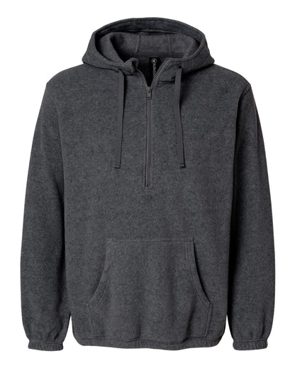 Burnside Polar Fleece Quarter-Zip Hooded Pullover 3600 #color_Heather Charcoal