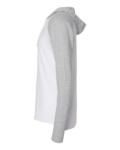 LAT Men's Fine Jersey Hooded Long Sleeve Raglan T-Shirt 6917 #color_Blended White/ Vintage Heather/ White