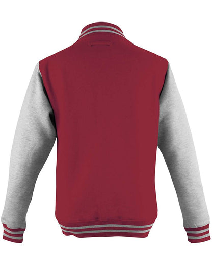 AWDis Unisex Letterman Jacket JHA043 #color_Fire Red/ Heather Grey