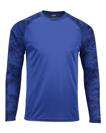 Paragon Unisex Cayman Performance Camo Colorblocked Long Sleeve T-Shirt 216 #color_Royal