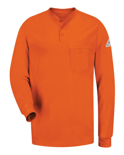 Bulwark Long Sleeve Tagless Henley Shirt SEL2 #color_Orange