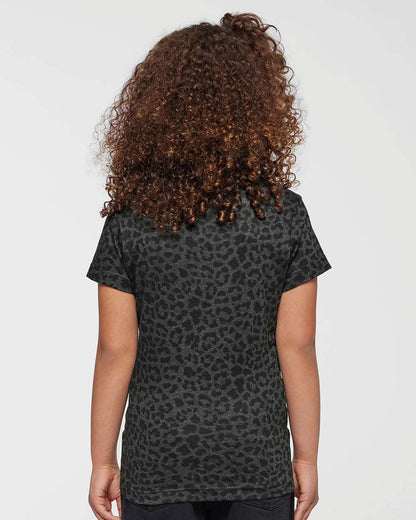 LAT Girls' Fine Jersey Tee 2616 #colormdl_Black Leopard
