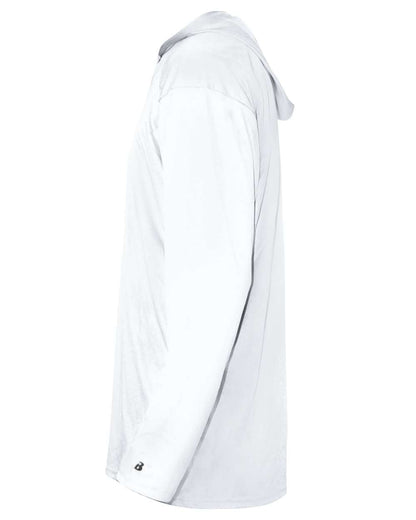 Badger Youth B-Core Long Sleeve Hooded T-Shirt 2105 #color_White