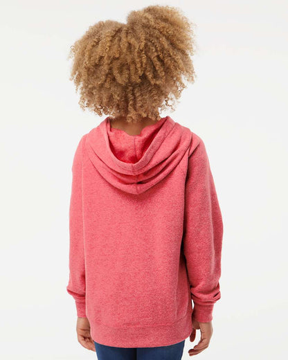 Independent Trading Co. Youth Lightweight Special Blend Raglan Hooded Sweatshirt PRM15YSB #colormdl_Pomegranate