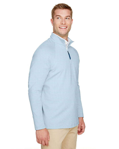 Devon & Jones Men's CrownLux Performance® Clubhouse Micro-Stripe Quarter-Zip Pullover DG480 #colormdl_Ocean Blue