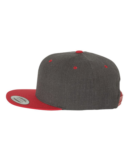 YP Classics Premium Flat Bill Snapback Cap 6089M #color_Dark Heather/ Red