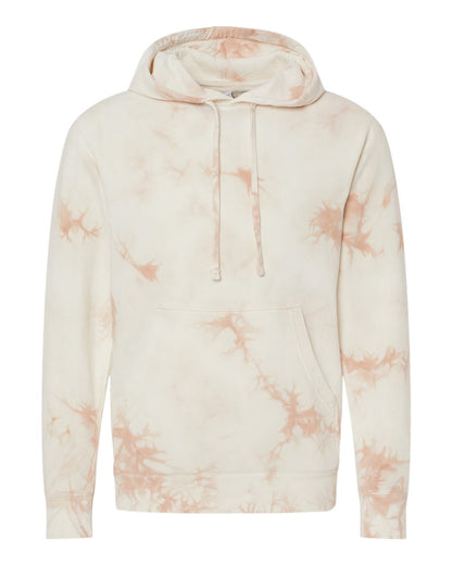 Independent Trading Co. Midweight Tie-Dyed Hooded Sweatshirt PRM4500TD #color_Tie Dye Dusty Pink