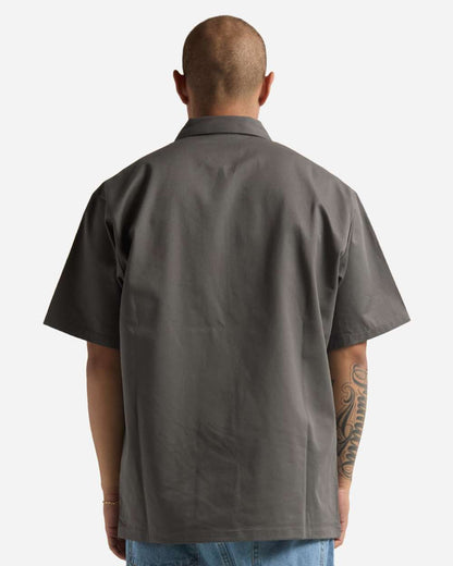 Shaka Wear Men's Work Heavyweight Quarter-Zip Short Sleeve Shirt SHQZWS #colormdl_Grey