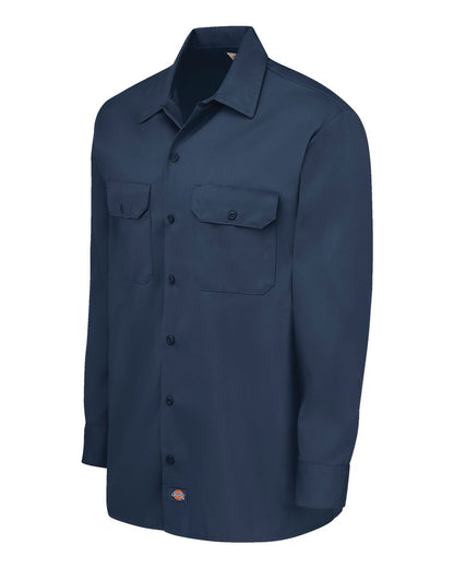 Dickies Men's Tall Long Sleeve Work Shirt 5574T #color_Navy