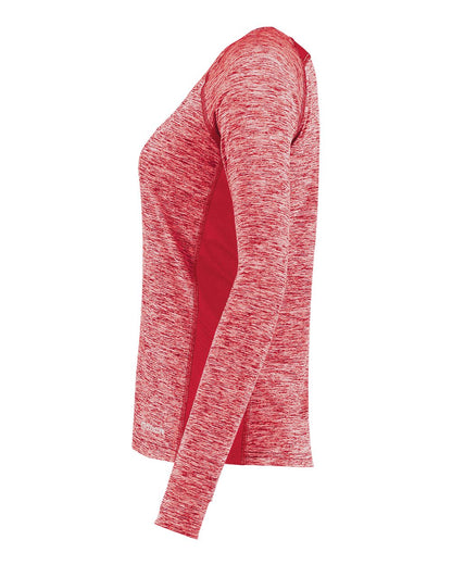 Holloway Women's Electrify CoolCore® Long Sleeve V-Neck T-Shirt 222770 #color_Scarlet Heather