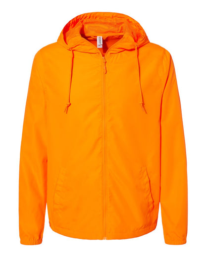 Independent Trading Co. Lightweight Windbreaker Full-Zip Jacket EXP54LWZ #color_Safety Orange