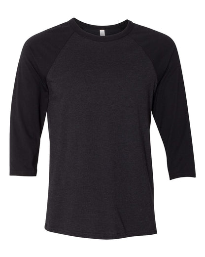 BELLA + CANVAS Three-Quarter Sleeve Baseball Tee 3200 #color_Black Heather/ Black