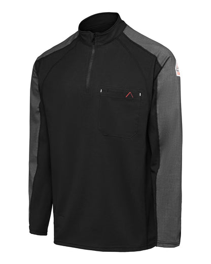 Bulwark Men's Flex Knit Quarter-Zip Pullover STZ2 #color_Black