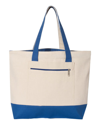 Q-Tees 19L Zippered Tote Q1300 #color_Natural/ Royal