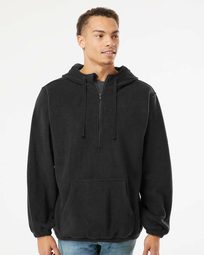 Burnside Polar Fleece Quarter-Zip Hooded Pullover 3600 #colormdl_Black