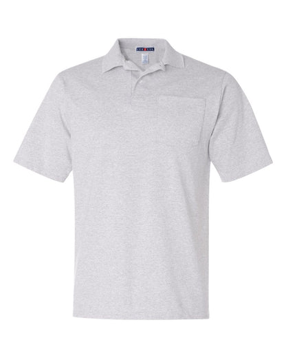 JERZEES Men's SpotShield® 50/50 Polo with Pocket 436MPR #color_Ash