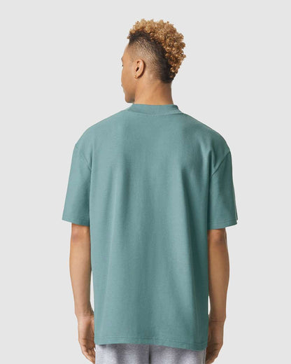 American Apparel Pique Mockneck Tee 1PQ #colormdl_Arctic