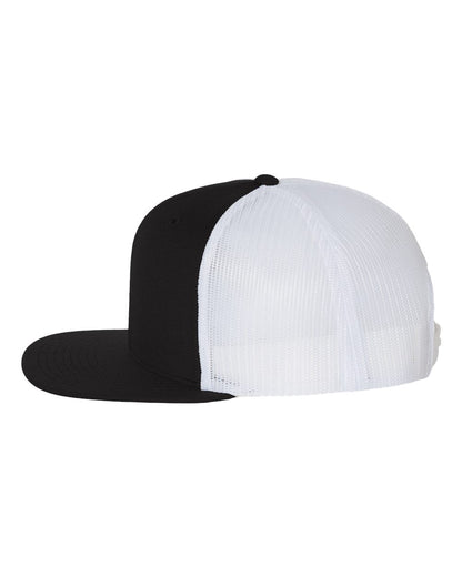 Richardson Wool Blend Flat Bill Trucker Cap 511 #color_Black/ White
