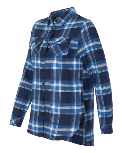 Burnside Women's Yarn-Dyed Long Sleeve Flannel Shirt 5210 #color_Blue/ White