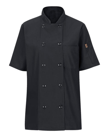 Chef Designs Women's Mimix™ Short Sleeve Chef Coat with OilBlok 045X #color_Black
