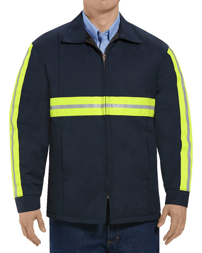 Red Kap Men's Enhanced Visibility Perma-Lined Panel Jacket JT50EN Red Kap Men's Enhanced Visibility Perma-Lined Panel Jacket JT50EN