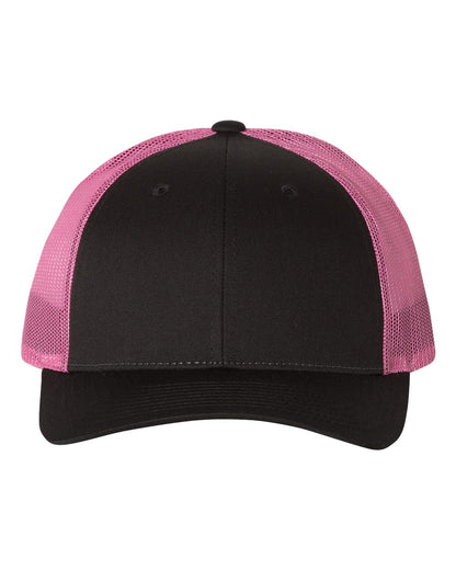 Richardson Low Pro Trucker Cap 115 #color_Black/ Neon Pink