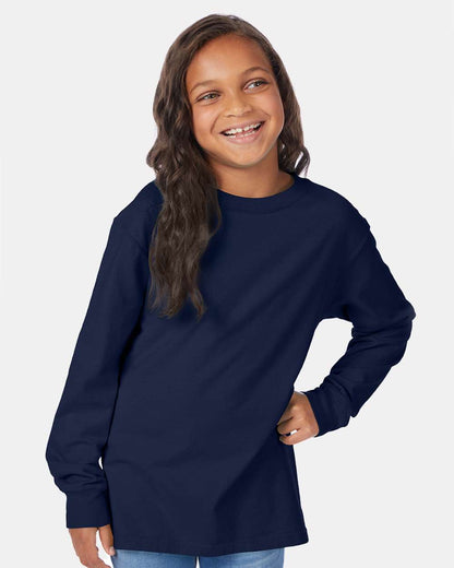 ComfortWash by Hanes Garment-Dyed Youth Long Sleeve T-Shirt GDH275 #colormdl_Navy