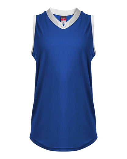 Alleson Athletic Women's Slide Fastpitch V-Neck Sleeveless Jersey 522XVW #color_Royal/ White