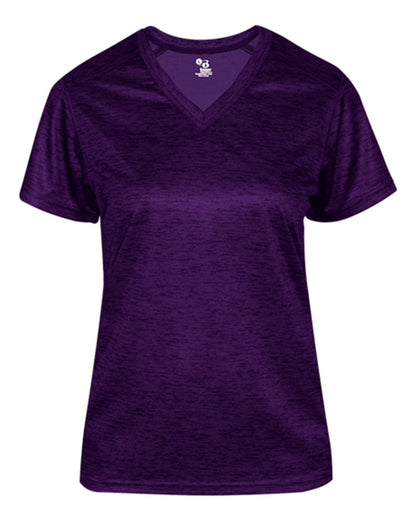 Badger Women's Tonal Blend V-Neck T-Shirt 4175 #color_Purple Tonal Blend