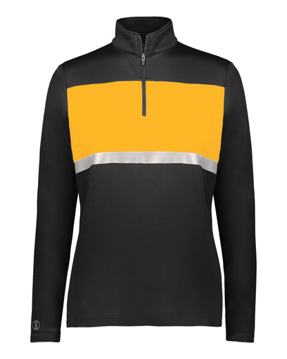 Holloway Women's Prism Bold Quarter-Zip Pullover 222791 #color_Black/ Gold