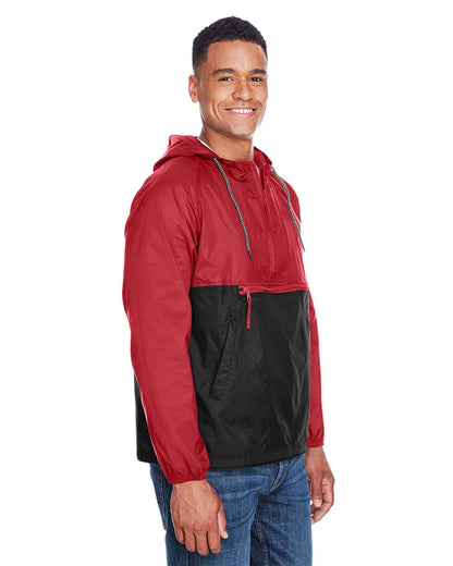 Harriton Unisex Packable Hooded Nylon Jacket M750 #colormdl_Red/ Black