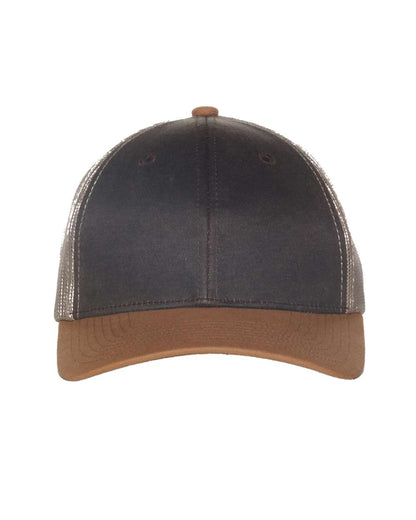 Outdoor Cap Tri-Color Mesh Back Trucker Cap HPD615M #color_Brown/ Khaki/ Duck