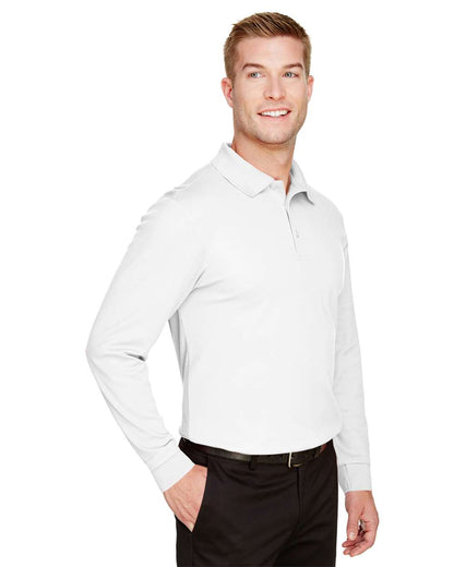 Devon & Jones Men's Tall CrownLux Performance® Plaited Long Sleeve Polo DG20LT #colormdl_White