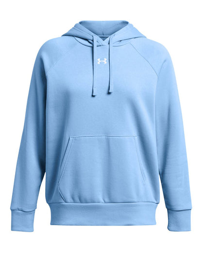 Under Armour Women's Rival Fleece Hooded Sweatshirt 1379500 #color_Carolina Blue/ White