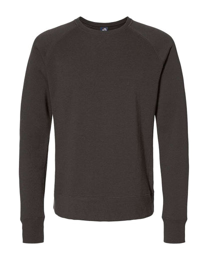 J. America Men's Ripple Fleece Raglan Crewneck Sweatshirt 8707 #color_Black