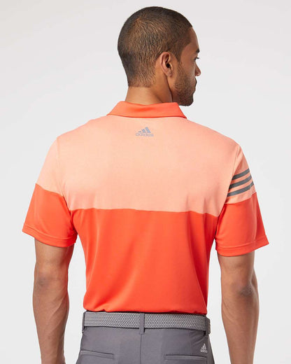 Adidas Heathered 3-Stripes Colorblocked Polo A213 #colormdl_Blaze Orange/ Vista Grey